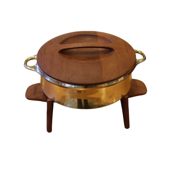 1950s Brass Model 1310ch Pot with Lid and Teak Stand by Jens Quistgaard for Dansk Design, 1950s, Set of 3 For Sale - Image 5 of 9