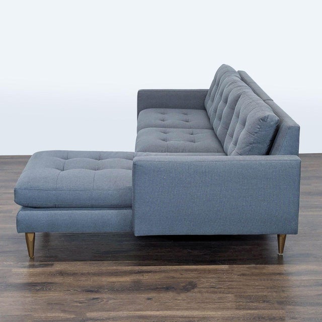 Modern Crate & Barrel Petrie Modern Gray Sectional Sofa With Chaise For Sale - Image 3 of 9