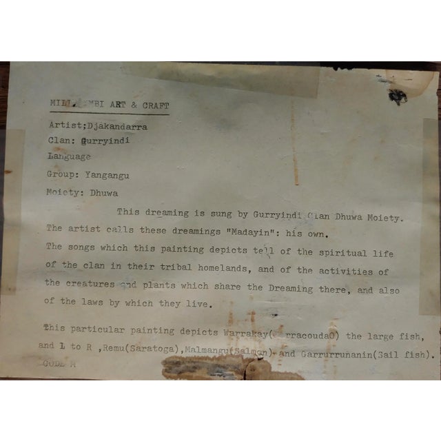 White Djakandarra -Barracuda Fish -1960s Australian Aboriginal Painting For Sale - Image 8 of 9