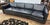 Textile Large Vintage Mid Century Modern Black Naugahyde Sofa For Sale - Image 7 of 9