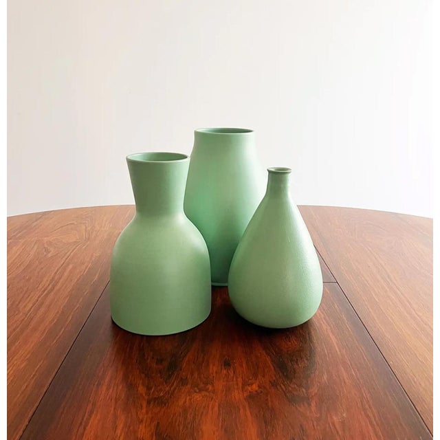 Aqua Green Vases from Italica Ars Firenza, 1950s, Set of 3 For Sale - Image 6 of 6