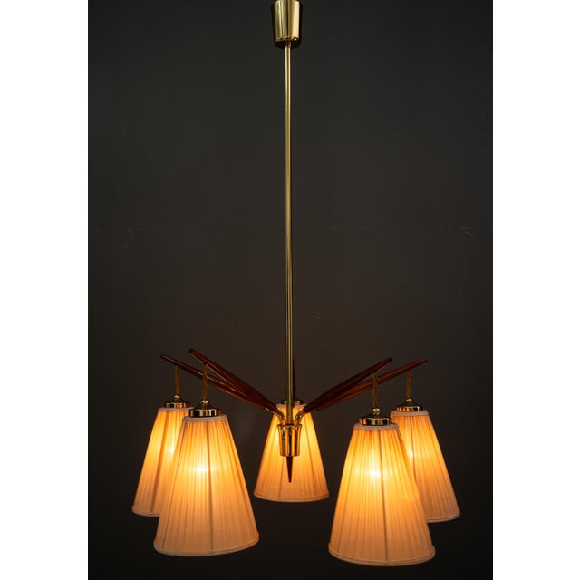 Chandelier with Fabric Shades from Rupert Nikoll, Vienna, 1950s For Sale - Image 12 of 18