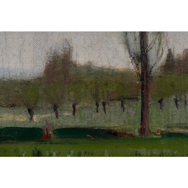 Unknown, Spring Landscape with Poplar Trees, 1800s, Oil on Panel For Sale - Image 3 of 18