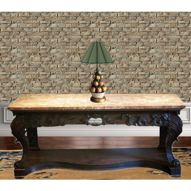 Capodimonte Porcelain Peach Topiary Table Lamp For Sale - Image 10 of 12