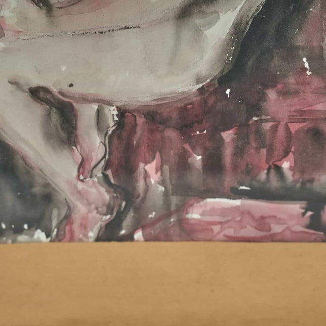 Rustic Domenico Paduano, Watercolor Female Figure, Nude, 1950s, Watercolour For Sale - Image 3 of 5
