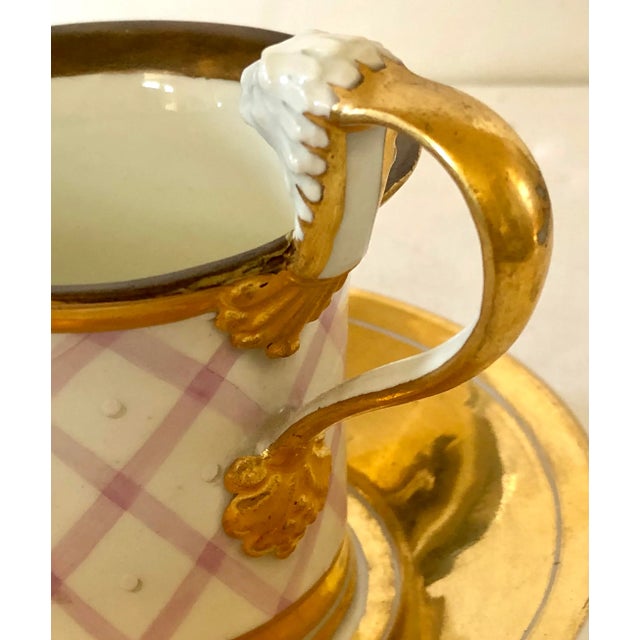 Antique Austrian Royal Vienna Cup and Saucer With Lion Head Terminal Handle For Sale - Image 10 of 12