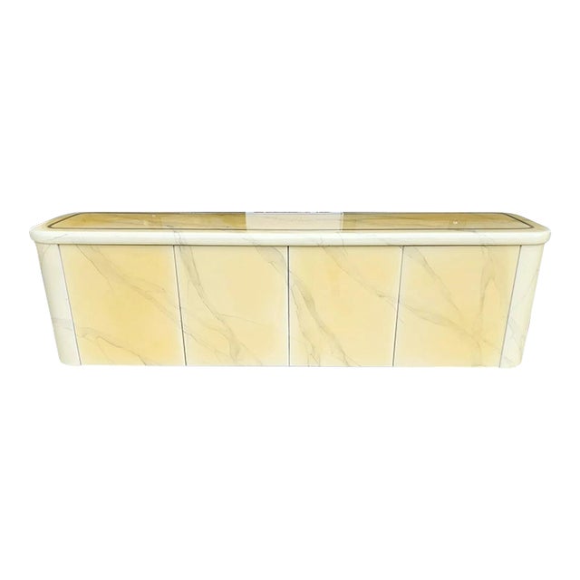 Faux Goatskin Buffet Sideboard Vintage For Sale