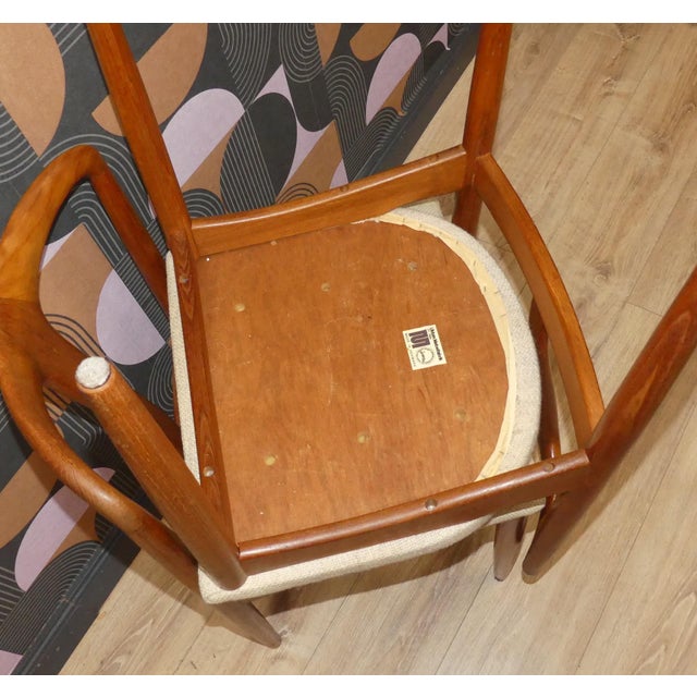 Brown Danish Teak Off-White Juliane Dining Chair by Johannes Andersen for Uldum Møbelfabrik, 1970s For Sale - Image 8 of 11