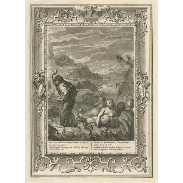 Picart, Deucalion and Pyrrha of Phthia, Thessaly, Greece, 1733, Engraving For Sale - Image 3 of 5