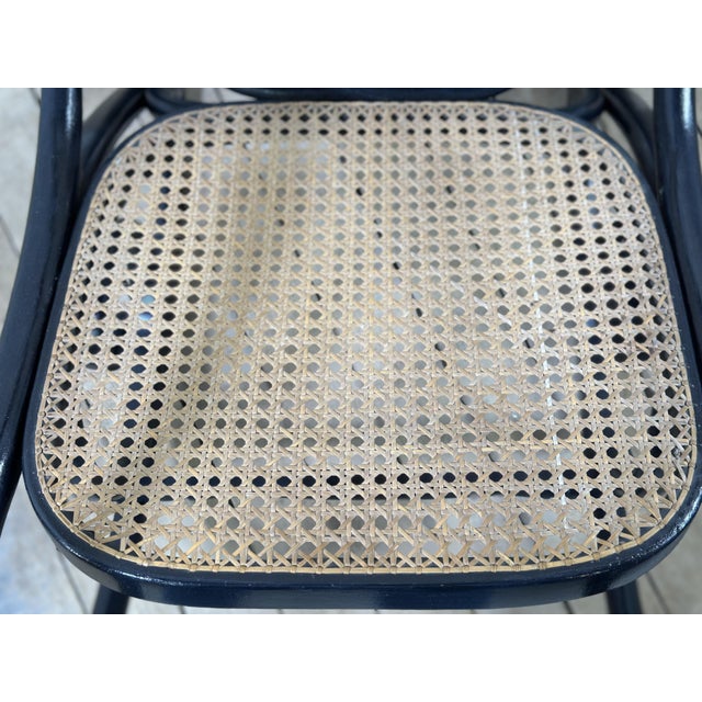 Black Thonet Rocking Chair in Blackened Curved Wood and Cane, 1900s by Michael Thonet, 1890s For Sale - Image 8 of 10