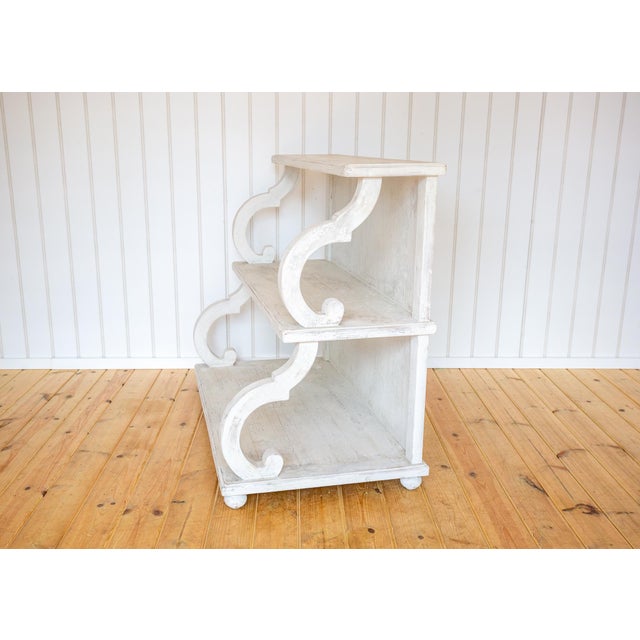 Gray 20th Century Regency French White Waterfall Shelving Unit, 1930s For Sale - Image 8 of 18