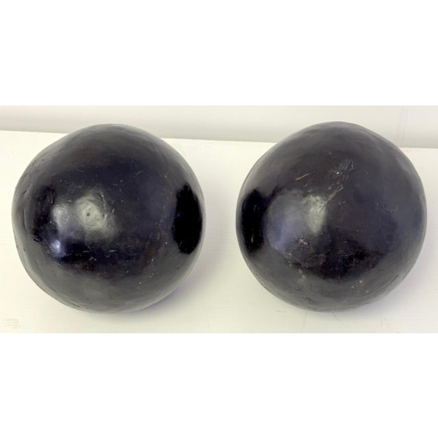 Pair of Modern Artisan Bronze Garden 8" Balls/Spheres, Late 20th Century For Sale - Image 14 of 18