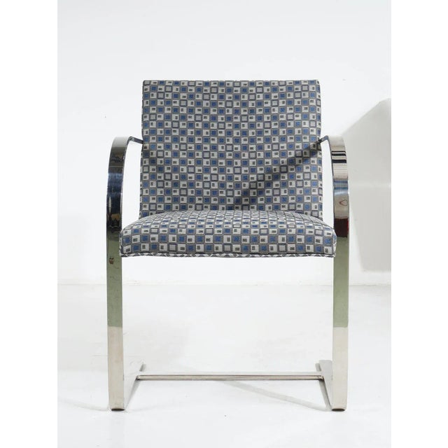 Blue 1970s Vintage Brno Attributed Flat Bar Patterned Cantilever Chair For Sale - Image 8 of 8