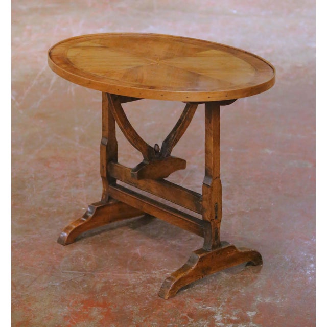 Late 19th Century 19th Century French Walnut Inlaid Tilt-Top Wine Tasting Table For Sale - Image 5 of 14