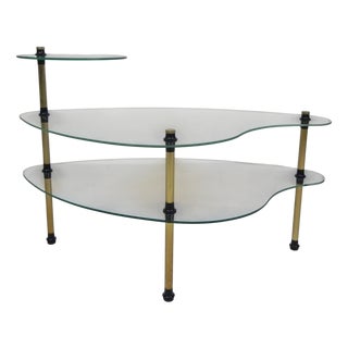 Kidney Shaped Etagere with Three Glass Plates, 1950s For Sale