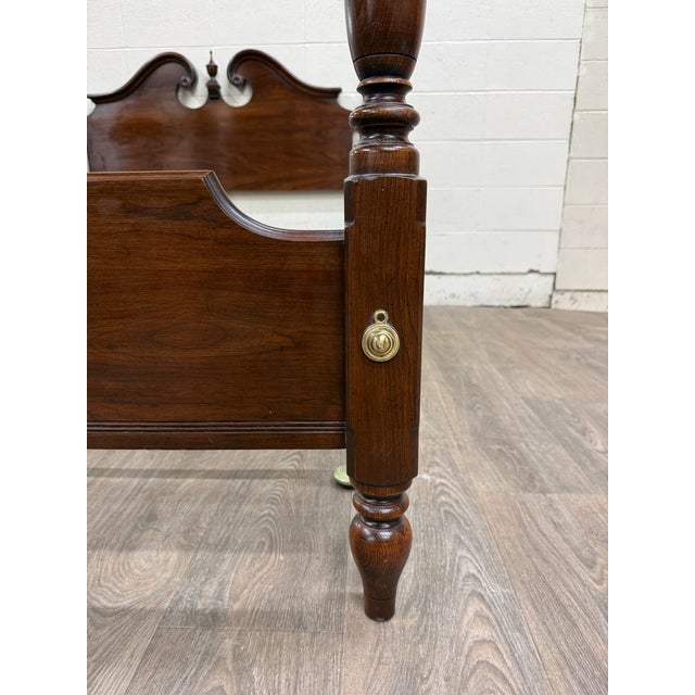 Vintage Full Size Ethan Allen Georgian Court Solid Cherry Four Poster Bed For Sale - Image 10 of 18