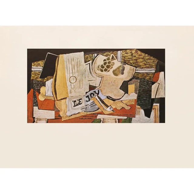 An excellent vintage First Edition period offset lithograph, full-color print, of Cubist still life "Le Journal" (The...