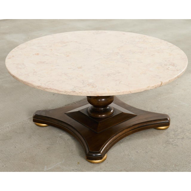 Mid 20th Century Midcentury Round Marble Top Pedestal Cocktail Table For Sale - Image 5 of 16
