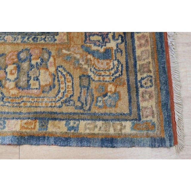 Contemporary 8x10 Blue Hand-Knotted Wool Faded Floral Bloom Geometric Modern Carpet Rug For Sale - Image 3 of 7