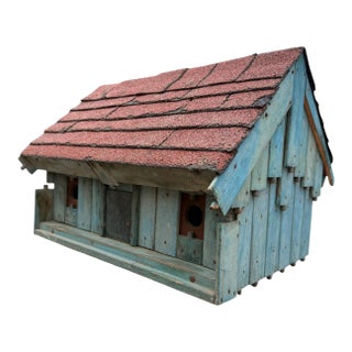 Unique Mid 20th Century Birdhouse in Robin's Egg Blue Shingled Roof For Sale