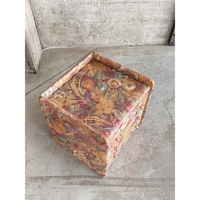 Vintage Upholstered Pastel Floral Nightstand, 1960s For Sale - Image 8 of 11