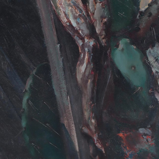 Arthur Meltzer (American 1893-1989) "Antique Crucifix" Oil Painting on Masonite and Housed in a Housed in a Custom Frederick Harer Frame For Sale - Image 4 of 7