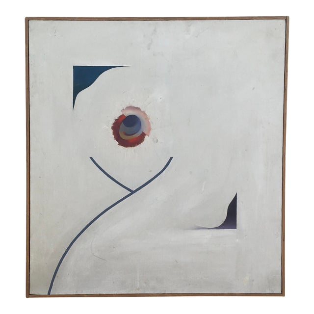 Original Vintage Framed Abstract Eye Painting Wear Signed For Sale
