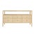 Matthew Izzo Home Jordan Natural Grasscloth Six Drawer Console Table With Glass Top and Polished Brass Knobs For Sale In New York - Image 6 of 6