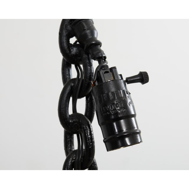 French Industrial Brutalist Iron Chain Link Floor Lamp For Sale - Image 9 of 12