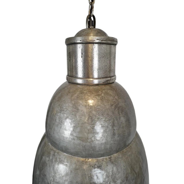 Industrial Hammered Nickel Shalet Pendant Light For Sale In Los Angeles - Image 6 of 9