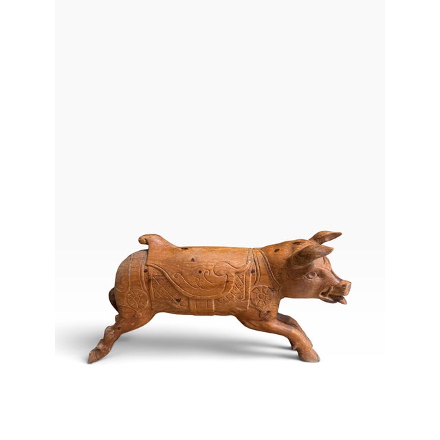 Antique American Folk Art Pig Sculpture For Sale - Image 4 of 5
