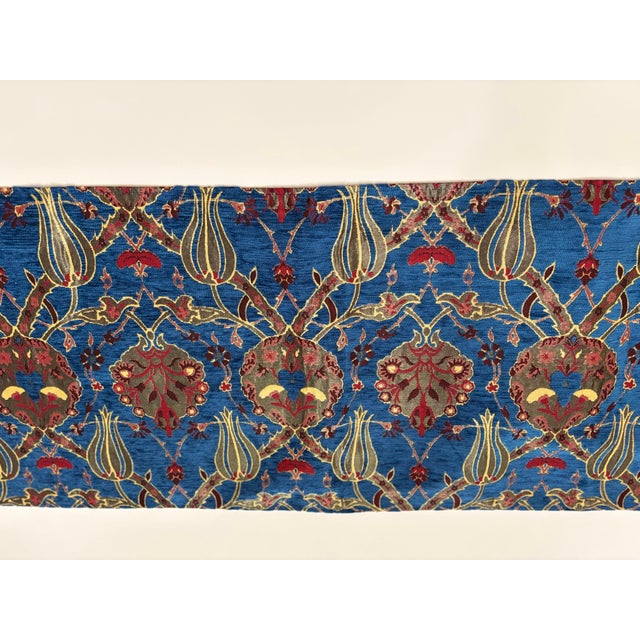 Royal Blue Authentic Turkish Kilim Motif Table Runner in Royal Blue For Sale - Image 8 of 8