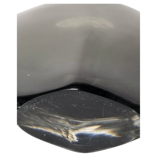 Orrefors Sommerso Blown Glass Vase Grey and Clear By For Sale In Miami - Image 6 of 7