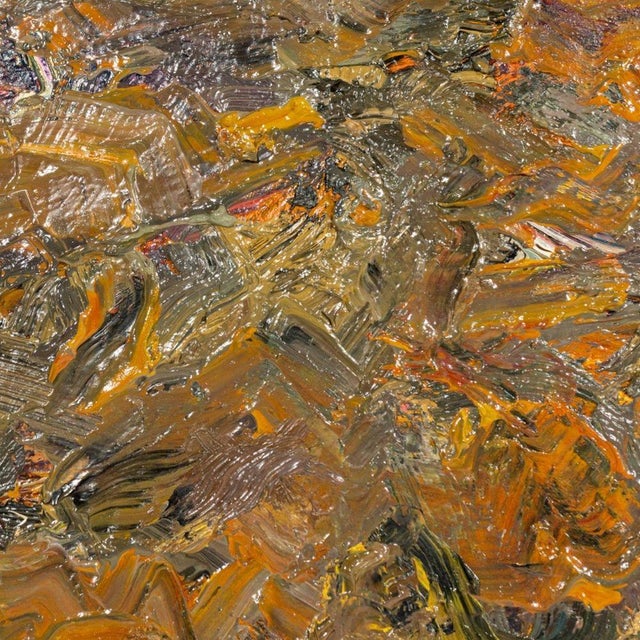 Andy Miller (American, b. 1950), Abstract Composition, Oil on Canvas, impasto details, light green and ochre with blue and...