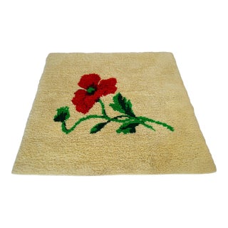 Vintage Hand-Made Shaggy Wool Tulu Turkish Rug Thicker Pile Soft Rug- 5′1″ × 5′3″ For Sale