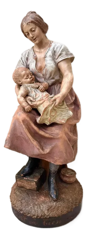 Joseph Le Guluche, French Motherhood Sculpture of Mother and Baby, 19th Century, Terracotta
