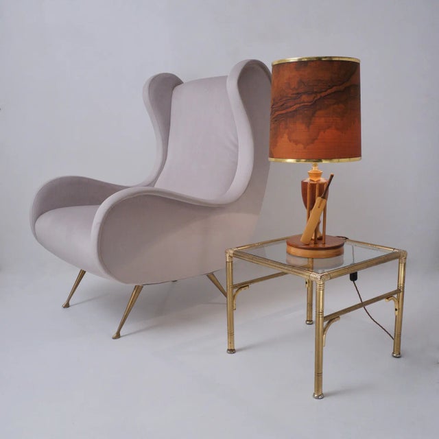 1950`s English Marquetry Wood Inlaid Table Lamp, Sport Cricket Theme, Rewired For Sale - Image 4 of 13