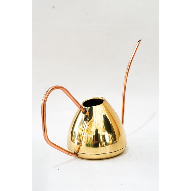 Copper and brass watering can around 1950s Brass and copper conbination Polished and stove enameled