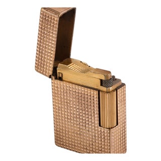 Vintage Gold-Plated Diamond Head Pocket Gas Lighter By S. T. Dupont, Paris For Sale