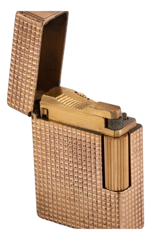 Vintage Gold-Plated Diamond Head Pocket Gas Lighter By S. T. Dupont, Paris