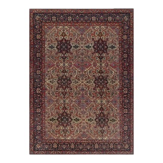 Antique Persian Isfahan Rug in Red, Beige, and Blue With Floral Patterns | Rug & Kilim For Sale