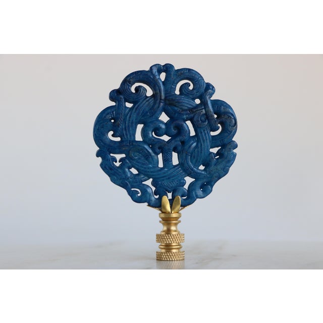 Chinoiserie Chinese Love Knot Lamp Finial on Brass Hardware For Sale - Image 3 of 4