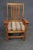Mission Oak Style Armchair, slatted back and sides, decorative upholstered seat.