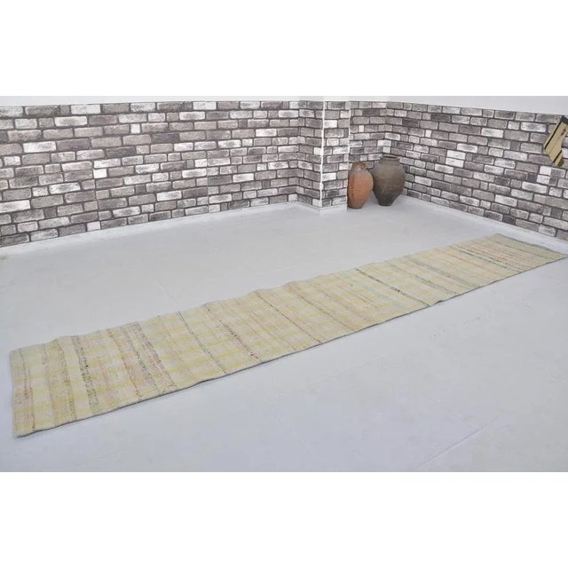 Vintage Neutral White Runner Rug, 1960s For Sale - Image 9 of 11