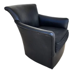 MCM Leather Club Swivel Chair by Century Furniture Co