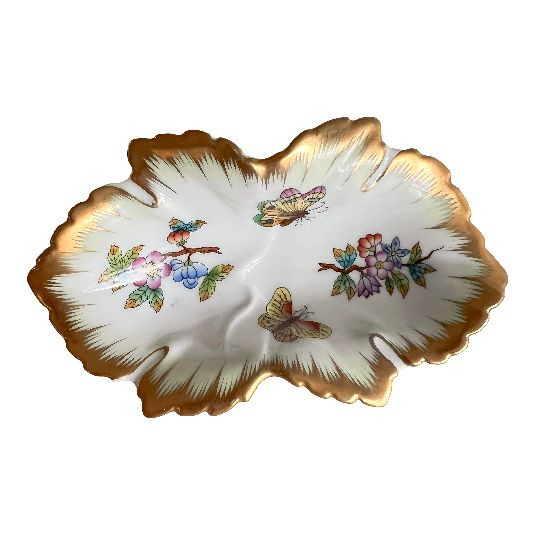 食器 HERENDHVNGARY HANDPAINTED Herend Queen Victoria Hand-Painted Butterfly Dish, Hungary, Mid