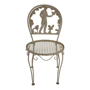 20th Century Cast Iron Figural Back Garden Chair