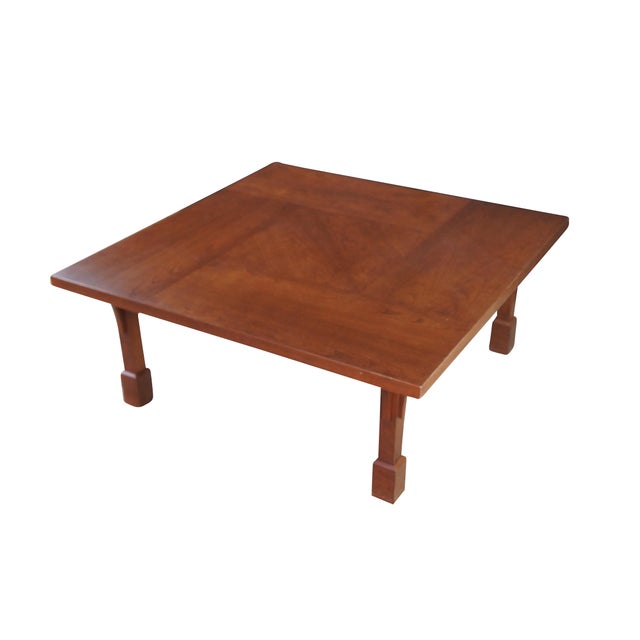 American Late 20th Century Artisan Mission Arts & Crafts Craftsman Style Cherry Coffee Cocktail Table 44" For Sale - Image 3 of 12