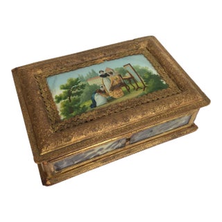 French Eglomise Paper Work Box For Sale