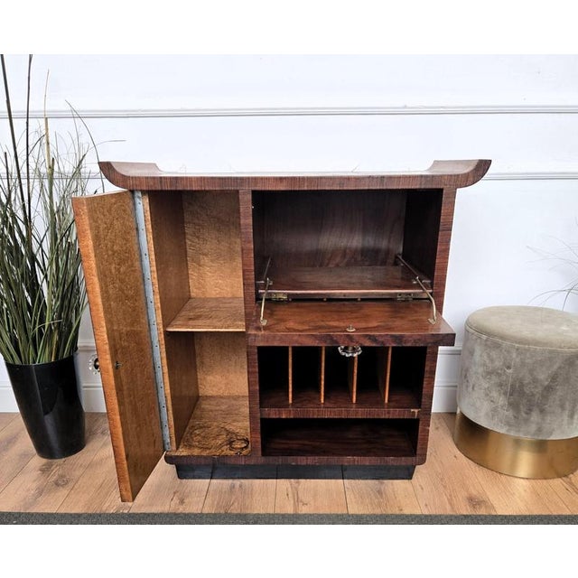 Vintage Italian Art Deco Walnut Burl Dry Bar Cabinet, 1940s For Sale - Image 9 of 10
